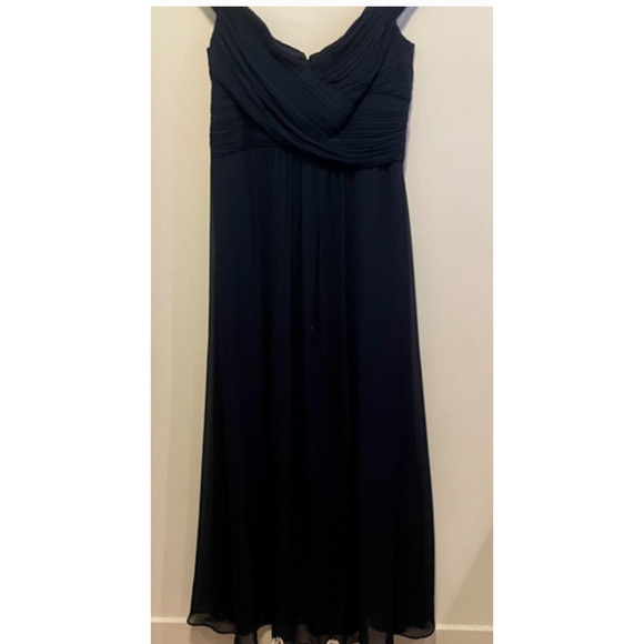 Levkoff NAVY Blue Bridesmaid Full Length Chiffon Dress Style 7071 size 8 - Picture 3 of 5